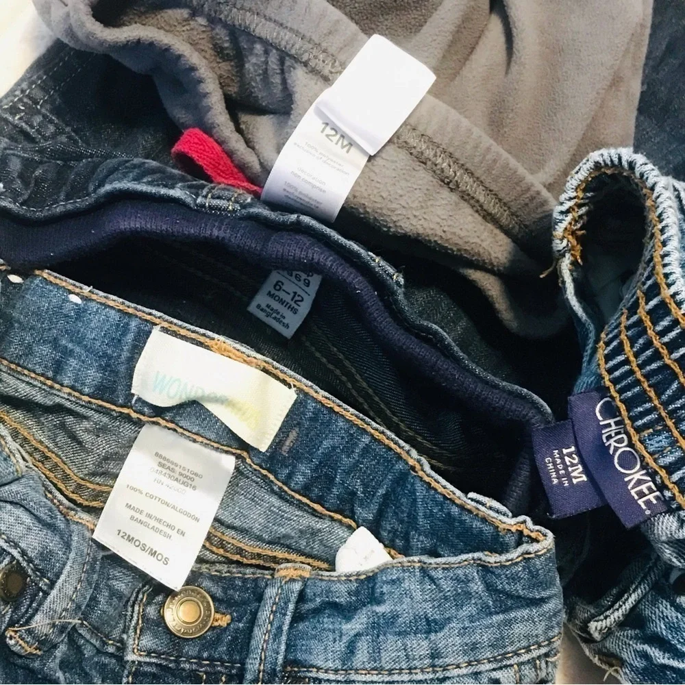 Lot Boys Denim Jeans Fleece Cargo Pants Baby Gap  Cherokee Wonder Kids size 12 M